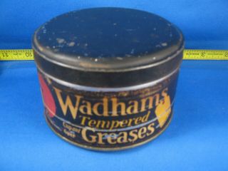 Vintage Wadhams Mobil Oil Co Milwaukkee Wisconsin One Pound Tin Grease Can