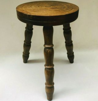Vintage French Rustic 3 Leg Milking Stool Wooden Countryside Seating Home Decor