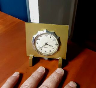 Jaeger Lecoultre Clock Art Deco Vintage Swiss 8 Day Brass Or Bronze Small Size
