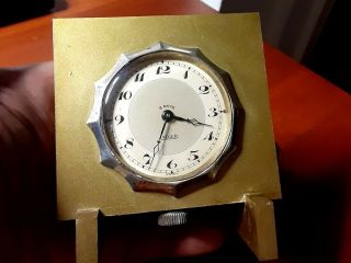 Jaeger LeCoultre clock art deco vintage Swiss 8 day brass or bronze small size 2