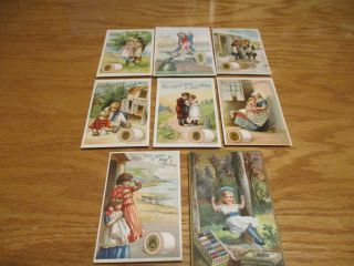 Vintage J.  P.  Coats Six Cord Victorian Sewing Trade Cards (8) All Different