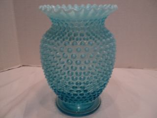 Vintage,  Blue,  Fenton,  Hobnail Vase Or Lamp - 8 " Tall X 6 " Wide W/hole