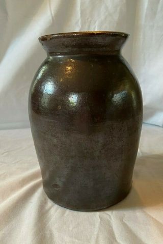 Vintage Stoneware Pottery Beehive Crock W Dark Glaze Finish 8.  5 " Tall Unmarked