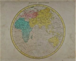Old Antique Map World Eastern Hemisphere C1807 Engraving By Kirkwood Coloured
