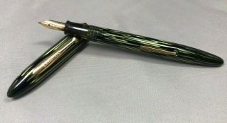 1930s Sheaffer 350 Green Striped Lever Fill Fountain Ink Pen Vintage