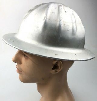 Vintage Aluminum B.  F.  Mcdonald Hard Hat Full Brim Ironworker Firefighters Cdf