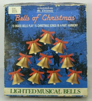 Vintage Mr Christmas 10 Brass Bells Of Christmas Lighted Musical Plays 15 Songs