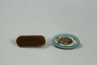 Two Vintage Sterling Silver Brooch Pins - F.  A.  Hermann Guilloche Enamel