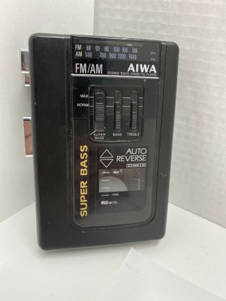 Vintage Aiwa Hs - T220 Bass Portable Cassette Radio Am Fm Tape Auto - Reverse