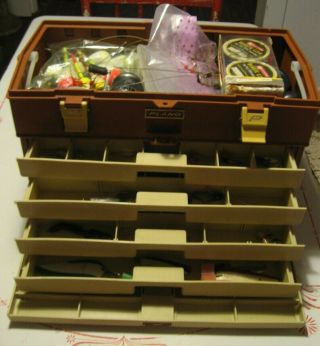 Want The Lure - Id Details? Vtg Plano 757 Tackle Box Full Of Lures & Other Goodies