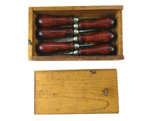 Antique Vintage Millers Falls No 1 Wood Carving Tools Chisels Set Of 6