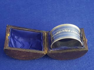 Cased Victorian Hallmarked Sterling Silver Napkin Ring B’ham 15g
