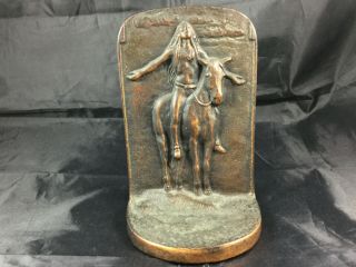Vintage Bronzmet Bookend " Appeal To Great Spirit " Bronze Native American Indian