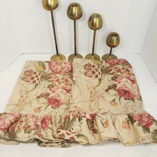 Vintage Ralph Lauren 2 Standard Pillowcases Guinevere Medieval Ruffle Floral