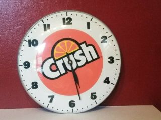 Vintage Orange Crush Clock 12 " Round Aluminum