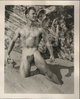 Gene Eberle 1950s Beefcake Orig Silver Gelatin Photo Gay Vintage Muscle 4x5 Amg