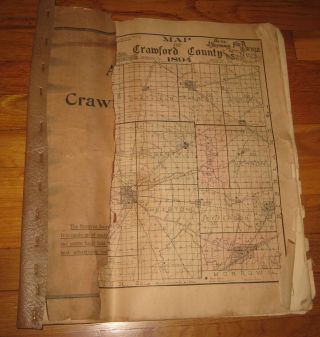 VTG 1894 ATLAS MAP PLAT CRAWFORD COUNTY OHIO Bucyrus Family Names H.  L.  Weber 2