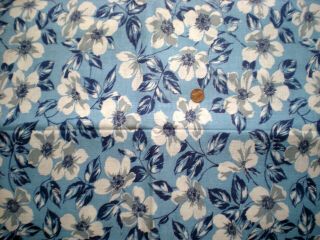 Floral On Blue Full Vtg Feedsack Quilt Sewing Dollclothes Craft Cottonfabric