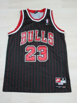 Vintage Authentic Nike Chicago Bulls Michael Jordan Blk/red Pinstripe Jersey (m)