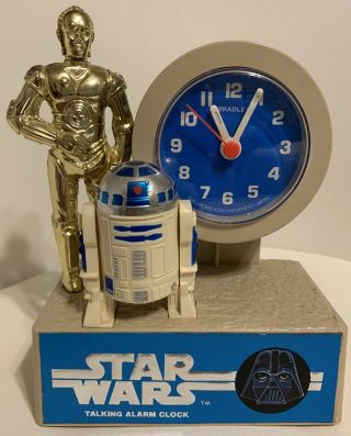 Vintage 1977 1980 Star Wars R2 - D2 C - 3po Bradley Talking Alarm Clock