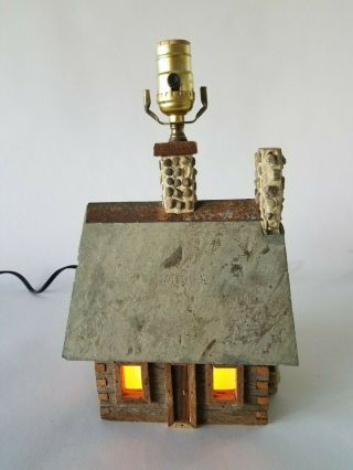 Vintage Log Cabin Style Lamp With Night Light