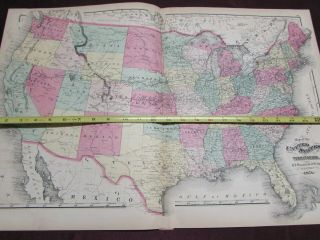 1871 Hand - Tinted Map,  United States & Territories,  Vg,  Double - Page