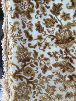 Vintage French Chenille Curtain Drapery Panel - Brown And Gold Tones
