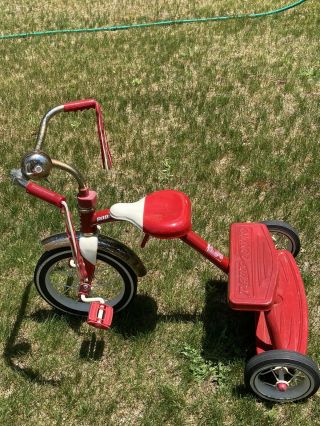 Radio Flyer Vtg Retro Red Tricycle Steel Frame 33 W/bell & Streamers