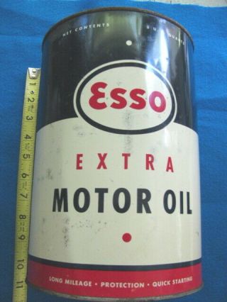 Vintage,  Empty 5 Quart,  Esso Extra Motor Oil Can
