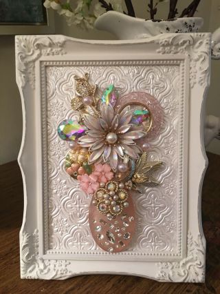 Vintage And Contemporary Jewelry Framed Art.