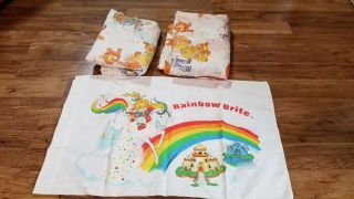 Vintage 1983 Rainbow Brite Twin Sheet Set Fitted,  Flat & Pillowcase