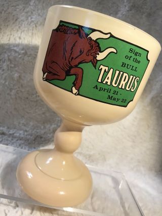 Large Vintage Zodiac Sign Of The Taurus Drinking Goblet 8 " Tall Collectible