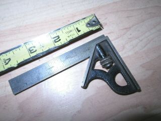 Early Vintage L S Starrett 4  Machinist Square Good Tool Patented 1879 & 1880