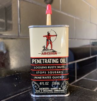 Archer Penetrating Oil Household Handy Vintage Oiler Tin