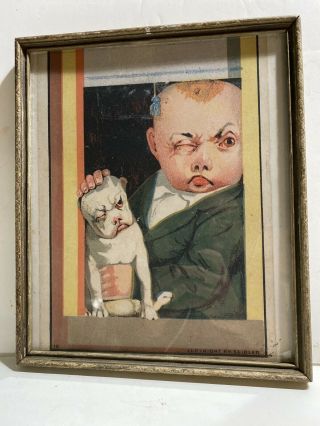Antique Man Boy And Lookalike Dog Print Cool Copyright Hy.  Seidler