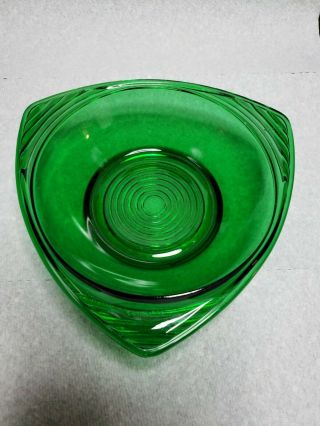 Vintage Anchor Hocking Forest Green Glass 3 Cornered Bon Bon Dish Nut Bowl