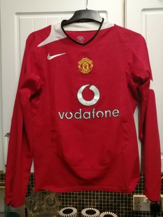 Vintage Manchester United Football Long Sleeved Nike Shirt 2004 Small Mens