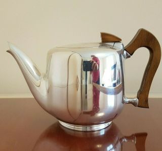 Vintage Picquot Ware Magnailium Tea Pot Teapot Metal With Wooden Handle Mcm