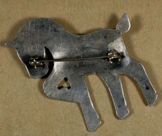 Vintage OLD PAWN Navajo Sterling & Turquoise Baby Horse Brooch Pin 3