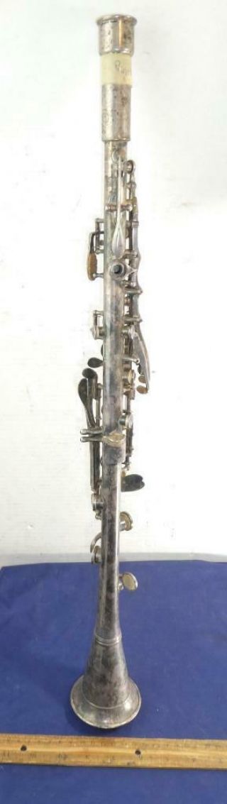 Vintage Silver Plate Clarinet Hn White Co.  C52185 Musical Instrument