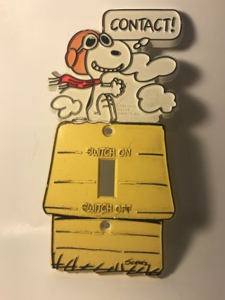 Rare Vintage Snoopy Red Baron Flying Ace Dog House Light Switch Cover 1965