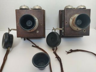 Antique Sh Couch Wall Telephone Intercom Box Bell Ringer X 2 Vintage 1900 