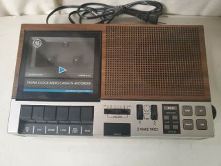 Vintage GE 7 - 4956B AM - FM Cassette tape Player Alarm Clock Radio 2