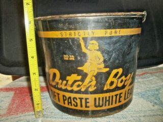 Vintage Dutch Boy White Lead Paint Bucket Advertisement Pail Metal Can W/handle