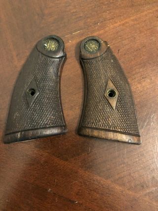 Smith And Wesson Checkered Diamond Pistol Grips Vintage 1910 - 1914?