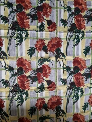 Extra Large Vintage Mcm Mid Century Modern Barkcloth Fabric 45 " × 172 "