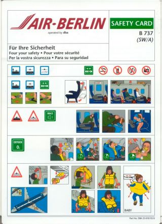 Safety Card Air Berlin Boeing 737 Operated By Dba (sw/a)