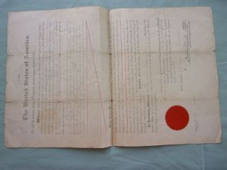 Antique Land Grant Signed By President Benjamin Harrison January 19,  1892