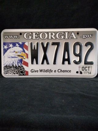 Georgia " Give Wildlife A Chance " License Plate Wx7 - A92