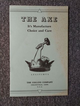 Vintage Collins Axe Legitimus 1972 Re - Print Booklet